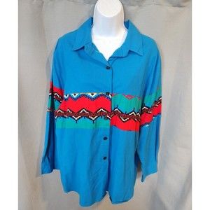 VTG‎ Ozark Mountain Jean Co Western Country Button Up Shirt Womens sz 20W
